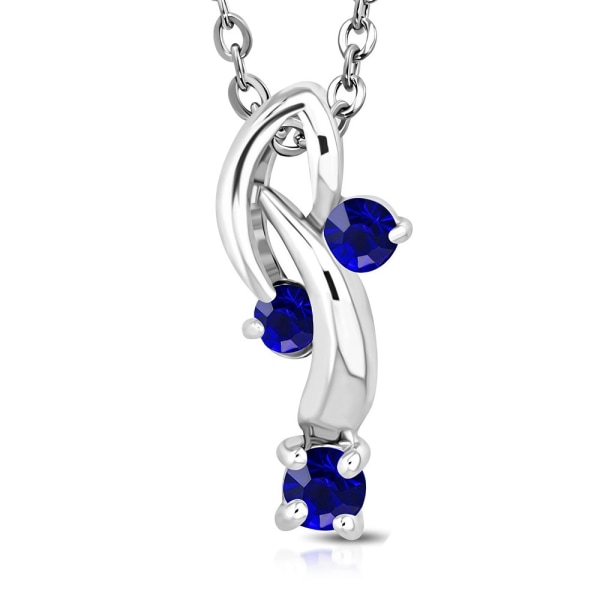 Halsband i Silver Färg - Snirklar med blå Cubic Zirkonia