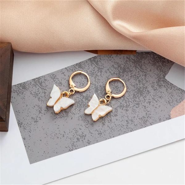 Guld Smyckesset - Halsband & Örhängen - Fjäril & Vit Pärlemor Guld
