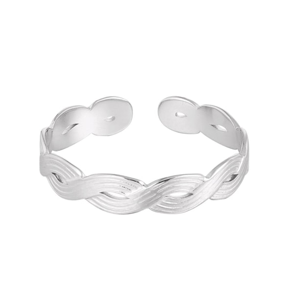 Ring i Rostfritt Stål med Flätad Design - Silver - Justerbar Silver