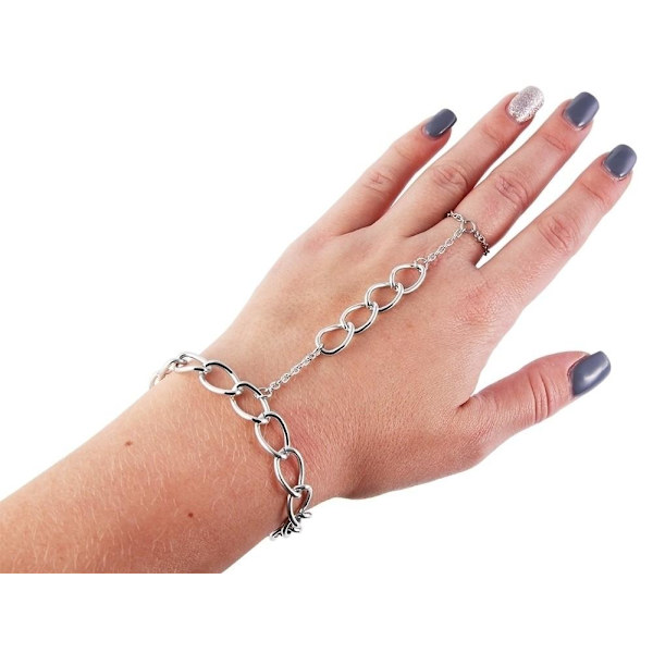 2i1 Smycke - Handsmycke/Handkedja - Armband & Ring -Silver Kedja Silver