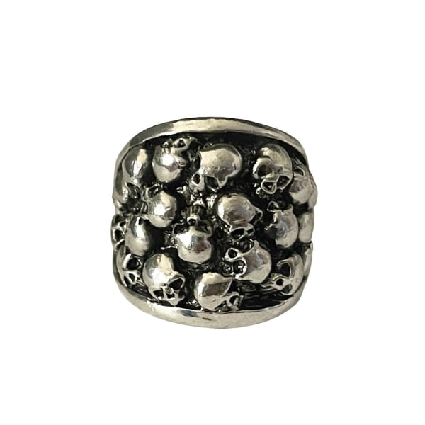 Cool Silver Ring med flera Döskallar / Dödskallar - Stl 19,5 Silver