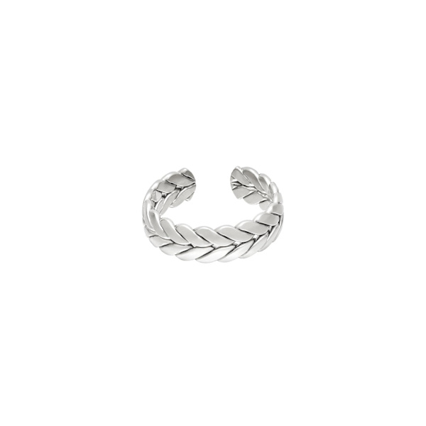 Ring i Rostfritt Stål med Flätad Design - Silver - Justerbar Silver