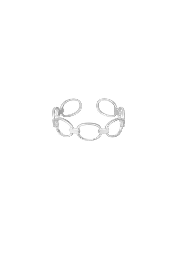 Ring i Rostfritt Stål - Sammanflätade Länkar - Silver -Justerbar Silver