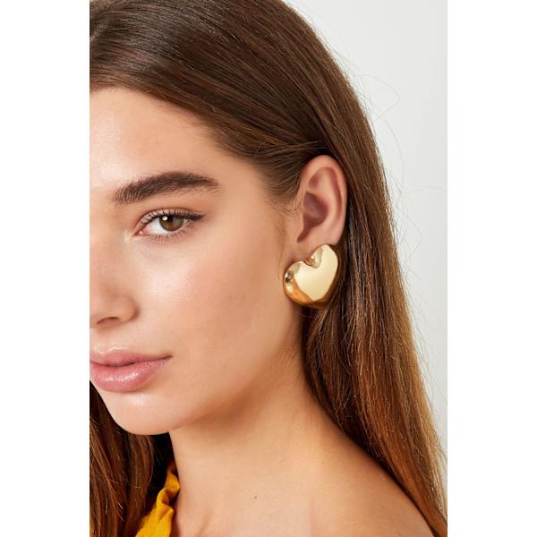 Blanka Statement Stud Örhängen med Stora Hjärtan / Hjärtformade - Guld Guld