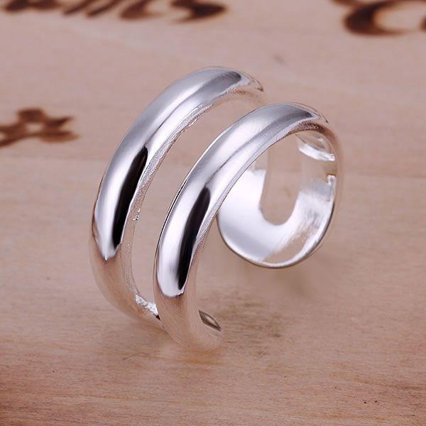Slät Blank Dubbel Silver Ring - Vacker & Stilren - Justerbar Silver
