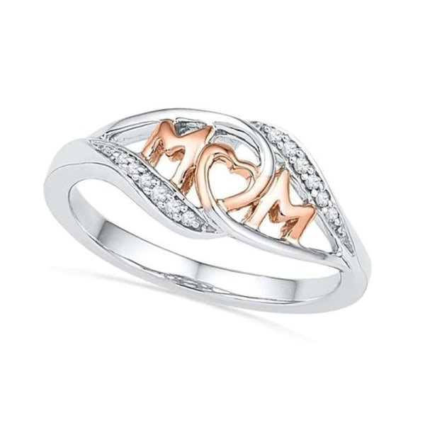 Silver Ring Till Mamma / Mors Dag med Hjärta - Mom - Stl 16,5 Silver