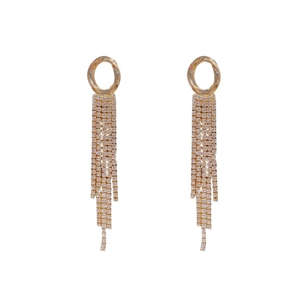 Strass Guld Örhängen Ring & Kedjor - Glittrande Vita Rhinestones Guld