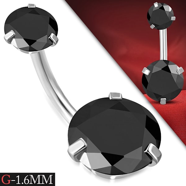 Navelpiercing Kirurgiskt stål Dubbla Svarta Cubic Zirconia