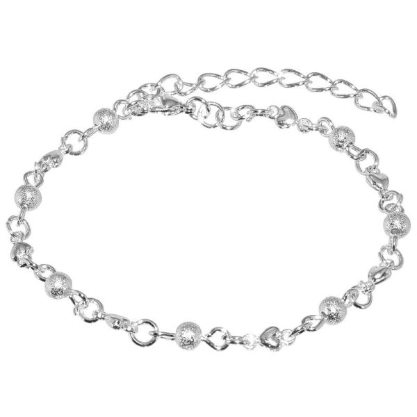 Sött Silver Armband - Kedja Dekorerad med Hjärtan & Kulor Silver