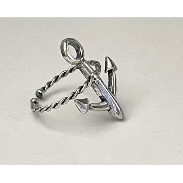Retro Silver Ring med Ankare - Symbol för Hopp - Justerbar Silver one size