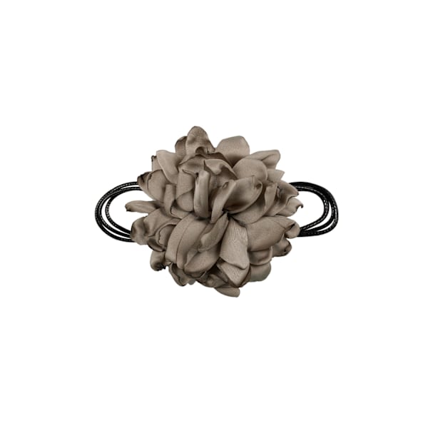 Trendigt Retro Boho Svart Choker / Halsband med en Stor Brun Blomma Brun