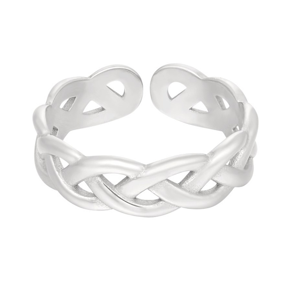 Ring i Rostfritt Stål med Flätad Design - Silver - Stl 16 Silver