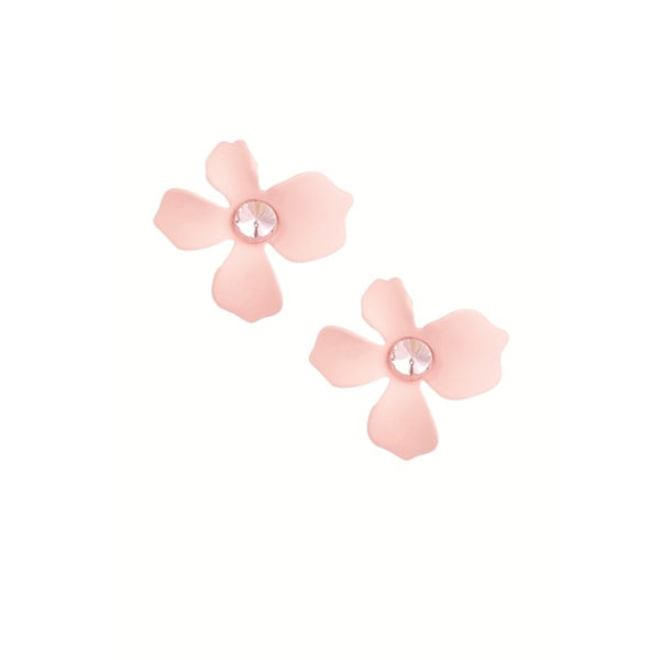 Stud Örhängen i Form av Söta Ljus Rosa Sommar Blommor med Glittrande Ljus Rosa Sten Rosa
