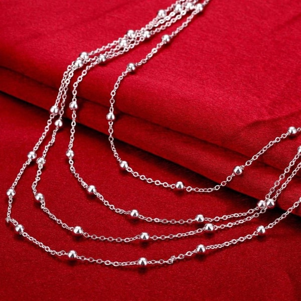 Silver Halsband med 4 st Kedjor med Blanka Bollar/Kulor/Pärlor Silver