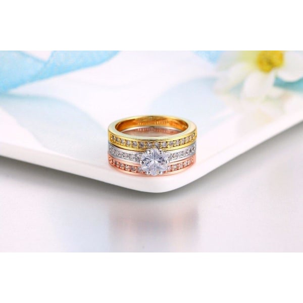 Fin 3i1 Ring- Guldpläterad & Kristaller -Rosé Guld Silver - 19,8 Guld