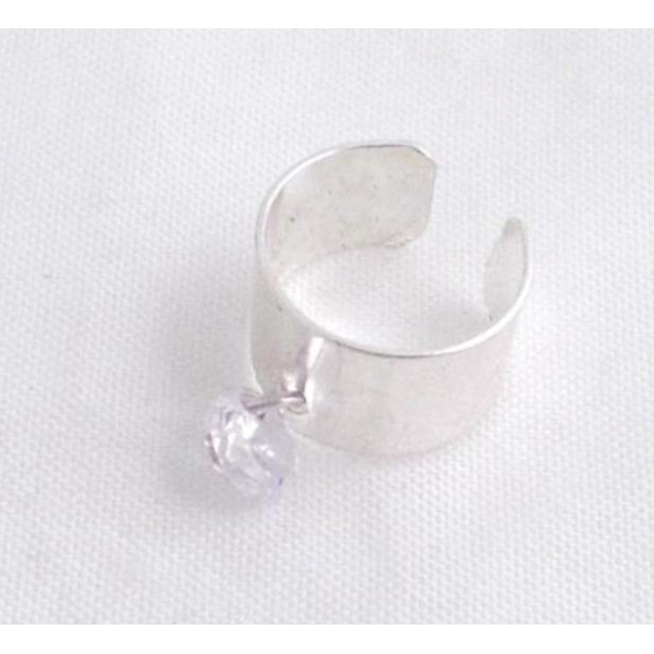 Silver Earcuff Ear Cuff Örhänge med Hängande Vit Rhinestone Silver