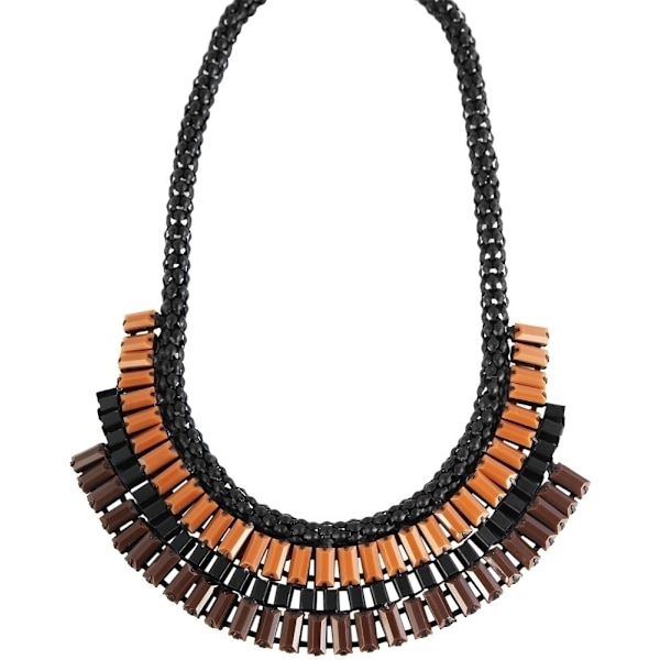 Boho Statement Multilayer Halsband -Svarta, Beige & Bruna Pärlor Svart