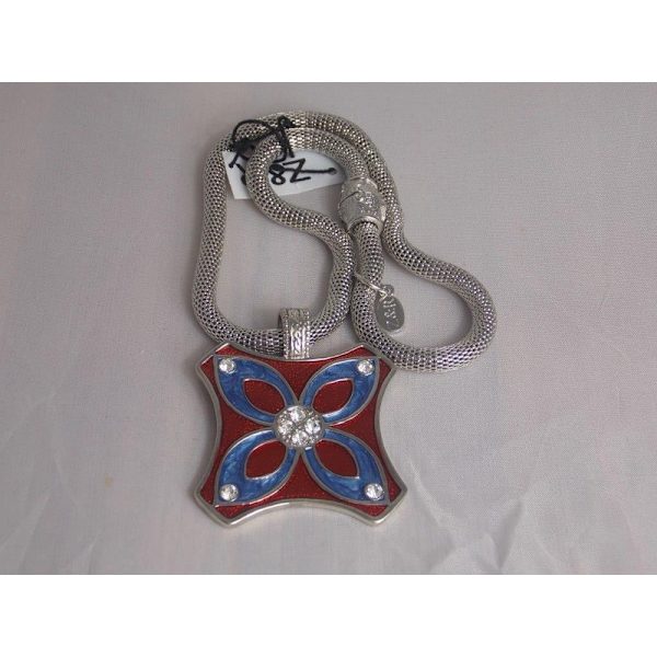 Z&R Halsband i Silver Färg - Vintage emaljerat hänge blå blomma
