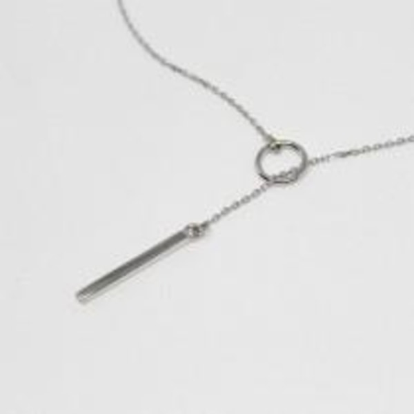 Elegant Silver Lariat / Lasso Halsband med Cirkel / Ring & Stång Silver