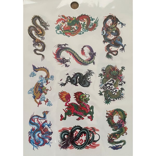 6 st Ark Temporära Tatueringar / Fake Tattoo Sticker - Drake / Dragon multifärg