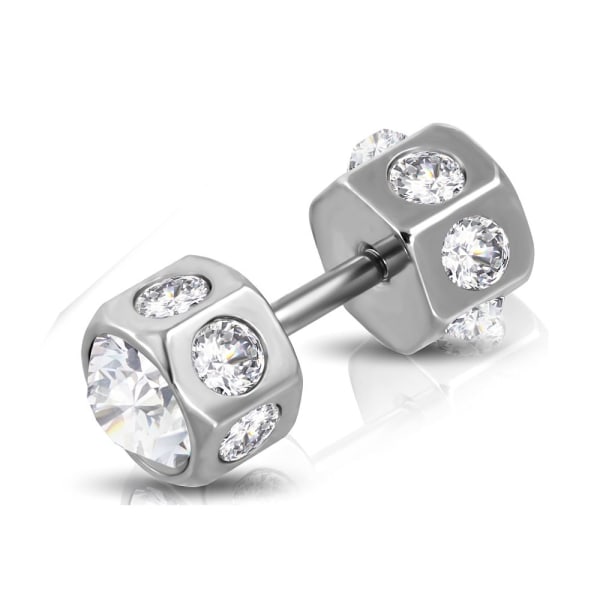 1 st Stud Örhänge Silver Färg Stål316L Cubic Zircon