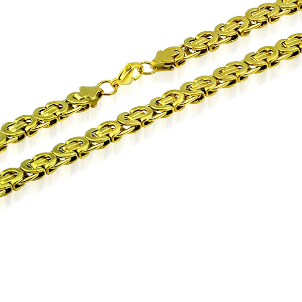 Halsband i Kirurgiskt Stål 316L i Guld Färg - Bysantinsk Kedja Halskedja / Kejsarlänk - B 8,5 mm  L 55 cm