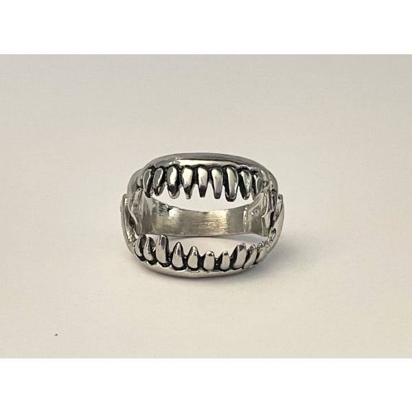 Cool Silver Ring - Mun med Tänder / Djävulens Tänder - Stl 19,5 Silver