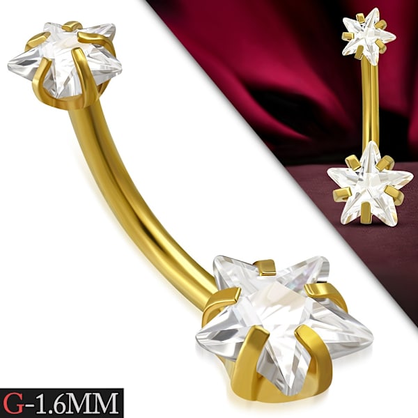 Navelpiercing Kirurgiskt stål Dubbel Stjärna Cubic Zirconia