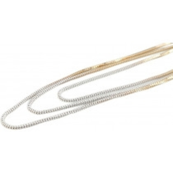 Tvåfärgat Långt Halsband Kedjehalsband - 3 Kedjor i Guld & Vitt Guld