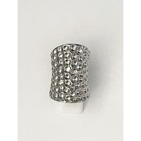 Oversize Retro Silver Ring med Skrovlig Yta - Stl 18,2 Silver one size