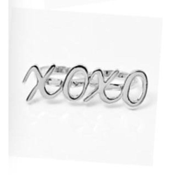 Silver Ring Dubbelring 2-Fingerring med Text  - XOXO - Stl 17/18 Silver