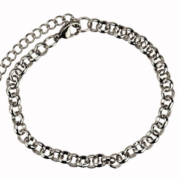 Silver Armband i Rostfritt Stål - Rolo Kedja / Länk - 6 mm Silver