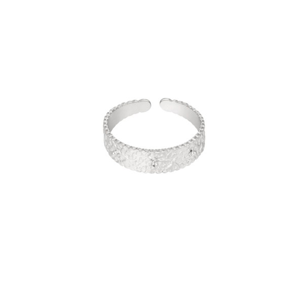 Ring i Rostfritt Stål med Elegant Tryck - Silver - Justerbar Silver