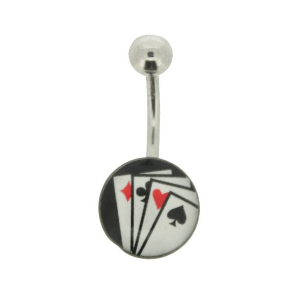 Navelpiercing Piercing i Stål i Silver Färg - Spelkort /Kortspel Silver
