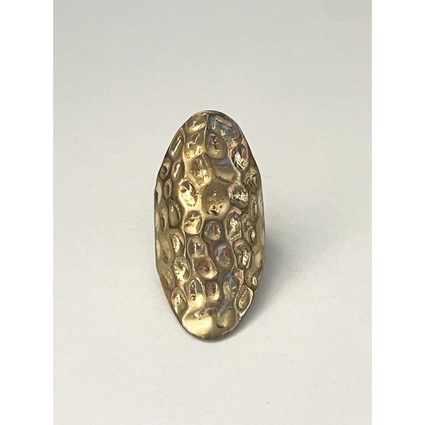 Oversize Retro Guld Ring med Skrovlig Yta - Stl 18,5 Guld one size