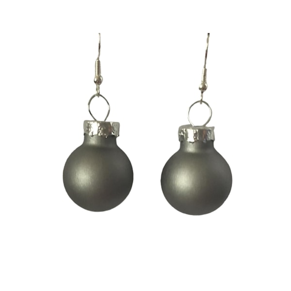 Silver Örhängen till Jul / Christmas - Grå Matta Julkulor grå