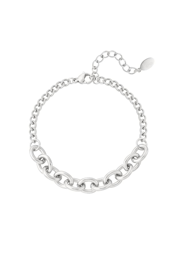 Silver Armband i Rostfritt Stål med Små & Stora Länkar Silver