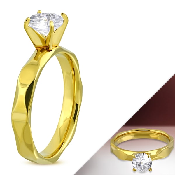 Ring Kirurgisk stål 316L med klar CZ Guldpläterad Guld Stl 18 mm