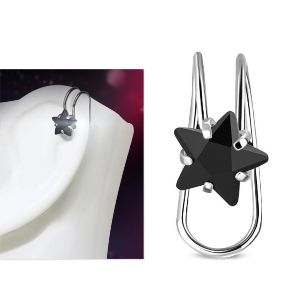 1 st Ear Cuff Earcuff Örhänge - svart Stjärnformad Cubic Zircon