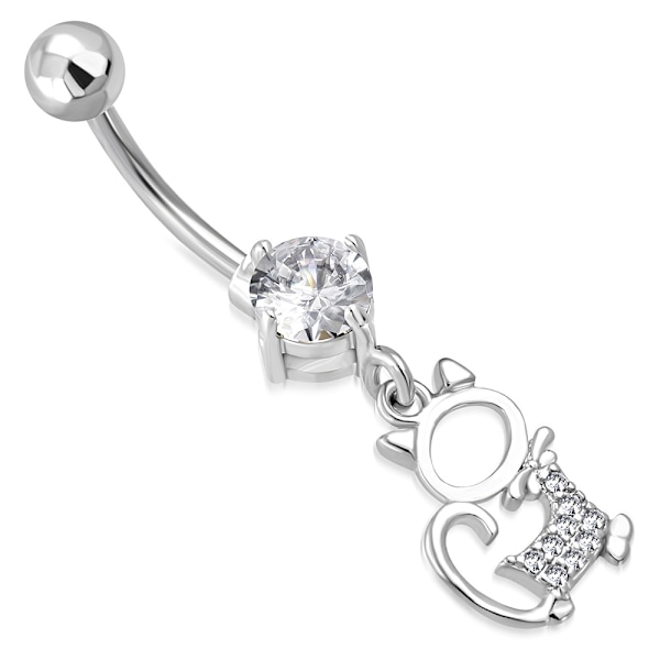 Navelpiercing 316L Kirurgiskt stål Katt klara Cubic Zirconia