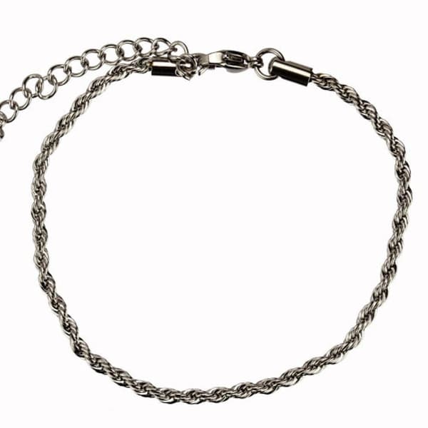 Silver Armband i Rostfritt Stål - Twistad Orm Kedja/Länk - 3 mm Silver