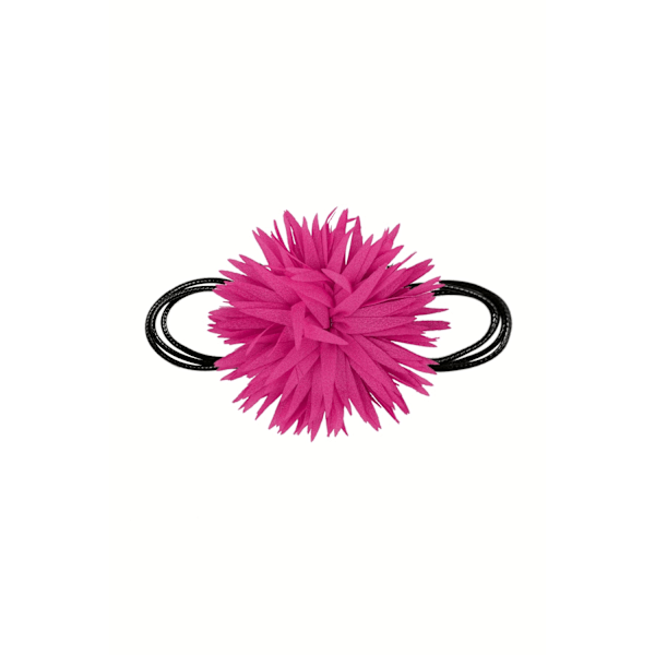 Trendigt Retro Statement Svart Choker / Halsband med en Stor Fuchsia / Rosa Blomma Fuchsia