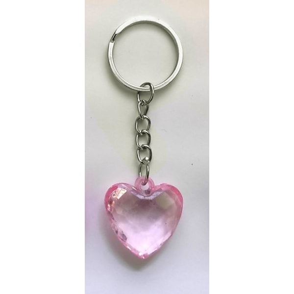 Nyckelring med ett Ljus Rosa Transparent Hjärta / Hjärtformad Ljusrosa