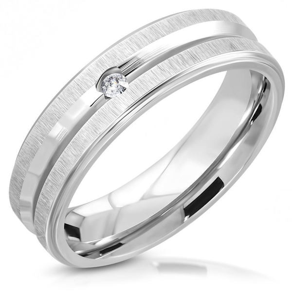 Ring Rostfri stål 316L  Rand Cubic Zircon - Stl 18,14
