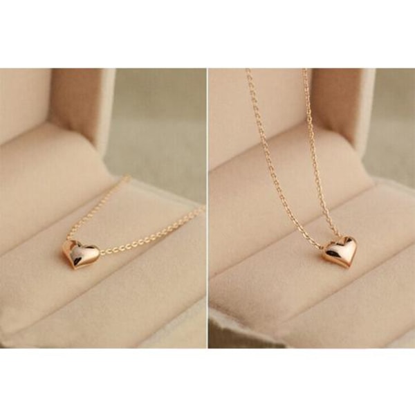Guld Halsband med Enkelt Hjärta / Heart - Stilren Design Guld