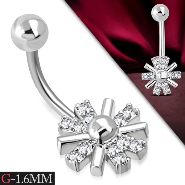 Navelpiercing  316L Kirurgiskt stål Blomma klara CZ Silver Färg