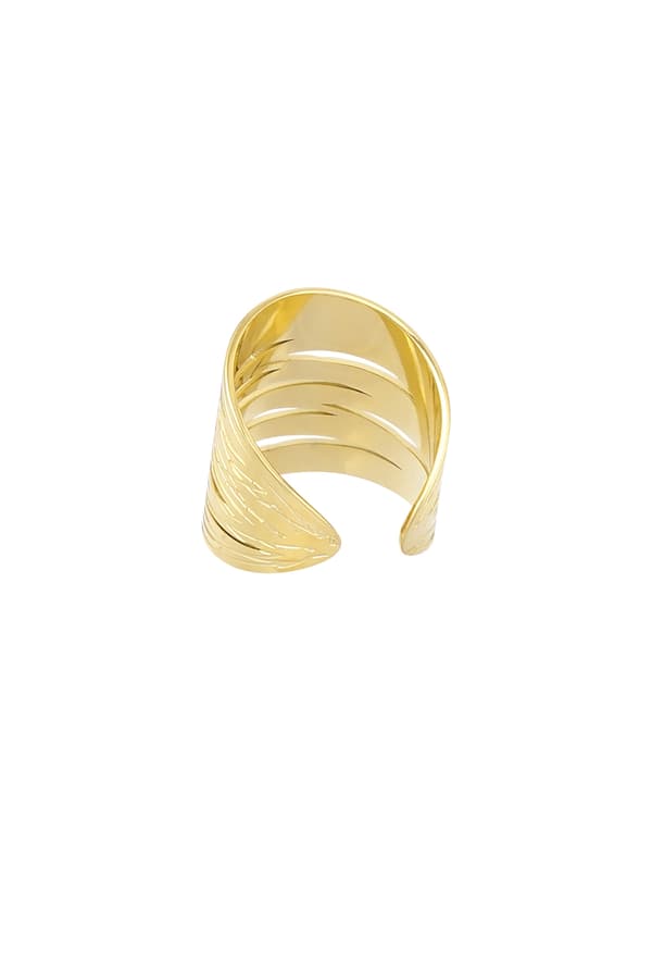 Bred Blank Statement Ring i Rostfritt Stål - Guld - Justerbar Guld