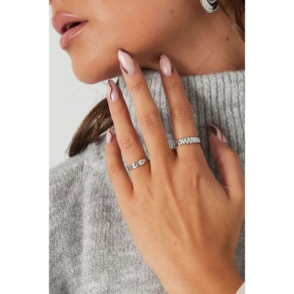 Ring i Rostfritt Stål med Flätad Design - Silver - Justerbar Silver
