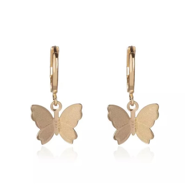 Vackra Guld Örhängen Dekorerade med Fina Mönstrade Fjärilar Guld