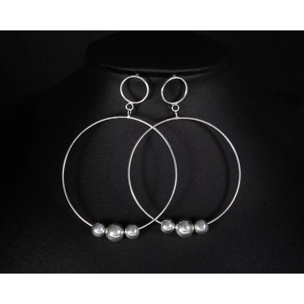 Unika Långa Silver Örhängen - Cirklar / Ringar & Blanka Kulor Silver